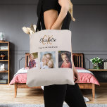 Beige photo collage monogram tote bag<br><div class="desc">Carry your memories with you wherever you go with our Personalized Photo Collage Tote Bag. This stylish and versatile tote bag is perfect for showcasing your favourite moments with a personalized touch. Featuring a trendy beige background, this bag allows you to create a unique photo collage and add your monogram...</div>