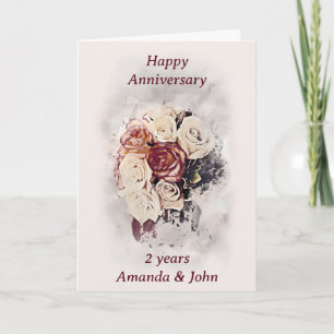 Beige Pink Classy Smoky Roses Personalized Card 