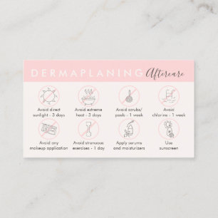 Beige Pink Dermaplaning Aftercare Post Instruction Business Card
