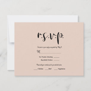 Beige Pink Modern Gold Glitter Wedding RSVP Reply Card