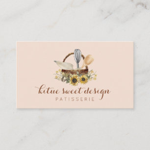 Beige Pink Pastry Cake Decoration Artist Bakery Business Card