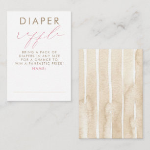 Beige Pink White Diaper Raffle Baby Shower Tickets Enclosure Card