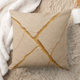 Beige plaster wall texture throw pillow