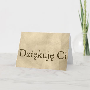 Beige Polish Thank You Note- Dziekuje  Ci Card