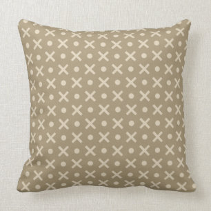 Beige Polka Dots & Crosses Geometric Pattern Throw Pillow