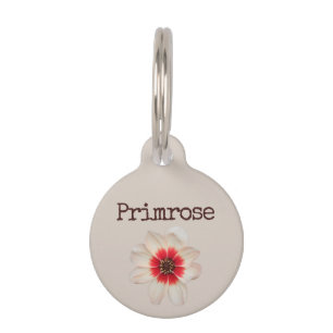 Beige Primrose Flower Pet Tag