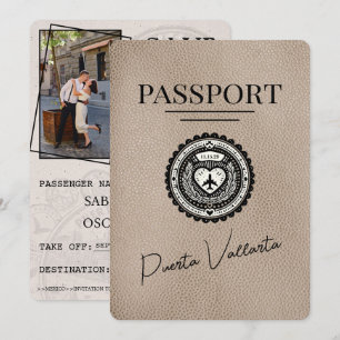 Beige Puerta Vallarta Passport Save The Date