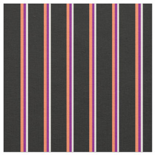 Beige, Purple, Coral & Black Lines Fabric