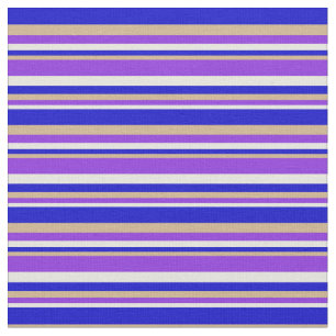 Beige, Purple, Tan, and Blue Coloured Lines Fabric