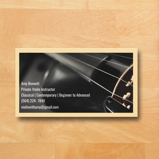 Beige Qr Code Black Violin Violinist Business Card (Black Violin Beige Music Business Card )