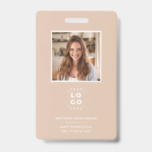 Beige QR code modern minimal photo abstract Badge
