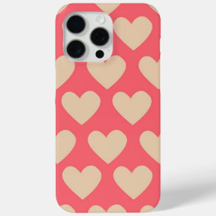 Beige Red Cute Simple Heart Pattern  iPhone 15 Pro Max Case