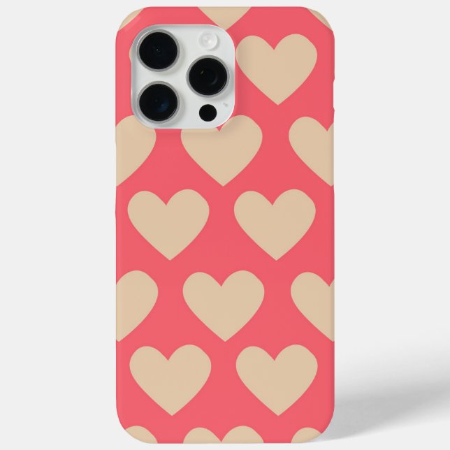 Beige Red Cute Simple Heart Pattern  Case-Mate iPhone Case (Back)