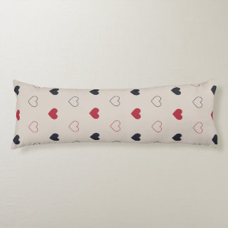 Beige & red Heart Seamless Pattern Cute Minimal Body Pillow