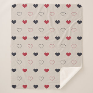 Beige & red Heart Seamless Pattern Cute Minimal Sherpa Blanket