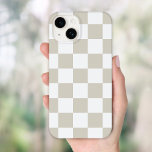 Beige Retro Check Case-Mate iPhone 14 Case<br><div class="desc">Trendy boho chequerboard print phone case in light beige and white colours. Use the design tools to add your own monogram,  name or other text,  or change the background colour to create a unique one of a kind device cover.</div>