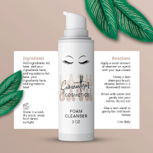 Beige Retro Font Lash Bath Shampoo Wrap Around Sticker