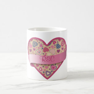Beige Rose-heart with banner, customizable Coffee Mug