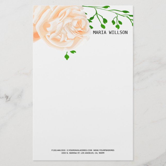 Beige Rose Stationery (Front)