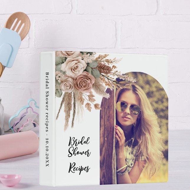 Beige roses pampas photo Bridal Shower recipes Binder (Creator Uploaded)