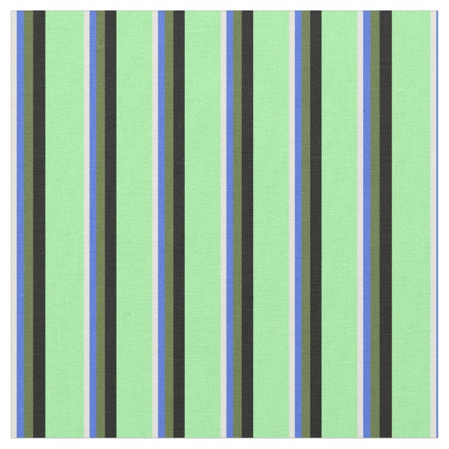 Beige, Royal Blue, Dark Olive Green, Black & Green Fabric (Close Up)