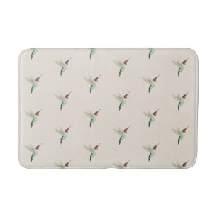 Beige Ruby-throated Hummingbirds Bath Mat