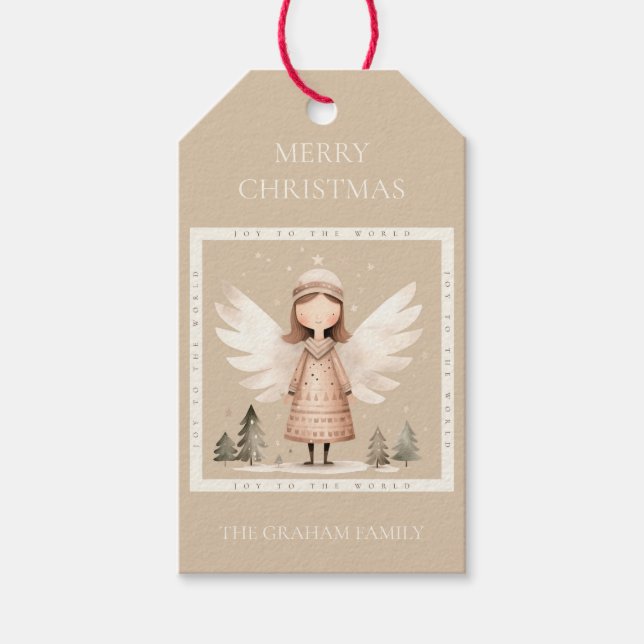 Beige Rustic Angel Gift Tag (Front)