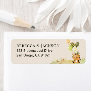 Beige Safari Jungle Party Return Address Stickers