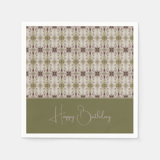 Beige Sage Green And Purple Napkin