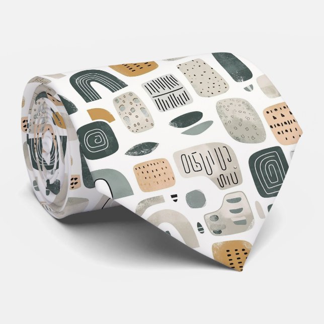 Beige & Sage Green Simple Boho  Tie (Rolled)