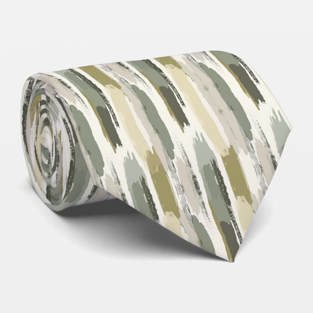 Beige & Sage Green Simple Boho  Tie (Rolled)