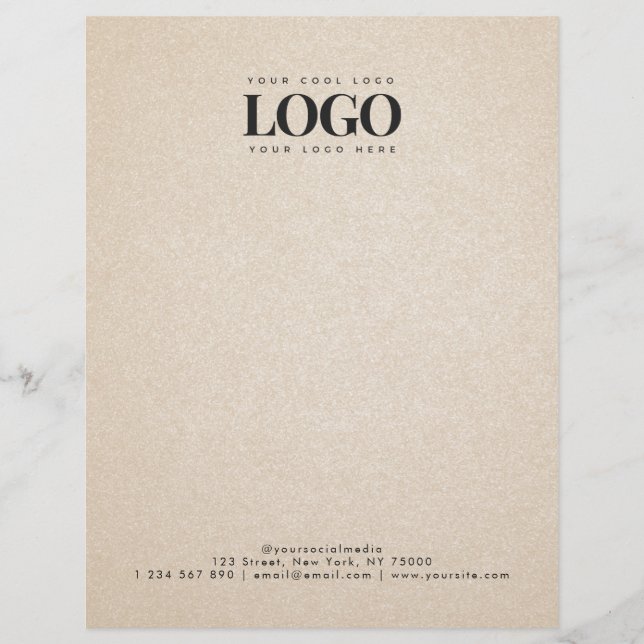 Beige Sand Add Your Rectangle Business Logo Text Letterhead (Front)
