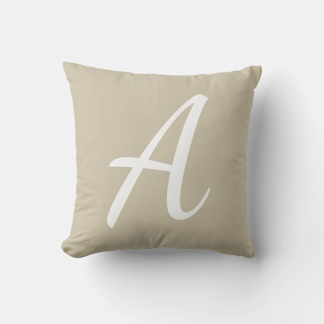 Beige Sand Monogram  Throw Pillow (Front)