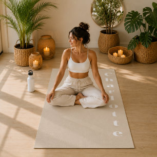 Beige sand wellness minimalist personalized yoga mat