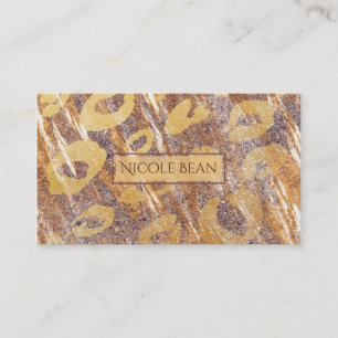 Beige Sandy Shimmer Leopard Print Glamour Business Card