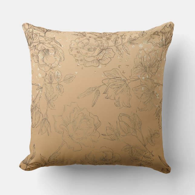 Beige Satin and Silk Throw Pillow (Front)