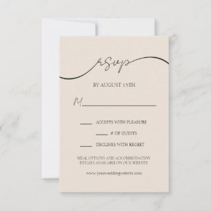 Beige Script Elegant Simple Wedding RSVP Card