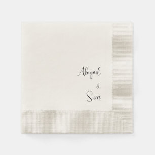 Beige Script Personalized Wedding Cocktail Napkin
