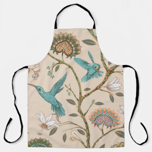 Beige seamless pattern with stylized flowers and b apron