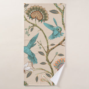 Beige seamless pattern with stylized flowers and b bath towel