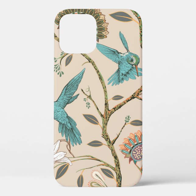 Beige seamless pattern with stylized flowers and b Case-Mate iPhone case (Back)
