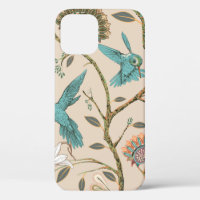 Beige seamless pattern with stylized flowers and b