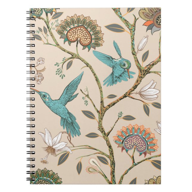 Beige seamless pattern with stylized flowers and b notebook (Front)