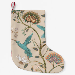 Beige seamless pattern with stylized flowers and b small christmas stocking