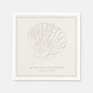 Beige Seashell Beach Wedding Napkins