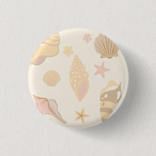 Beige Shells Pattern 1 Inch Round Button