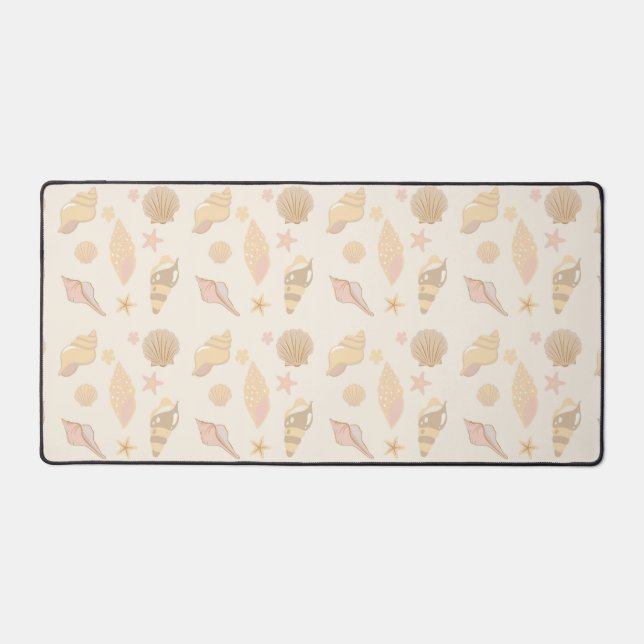 Beige Shells Pattern Desk Mat (Front)