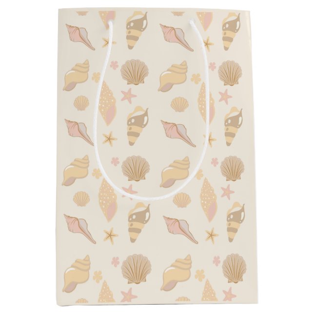 Beige Shells Pattern Medium Gift Bag (Front)