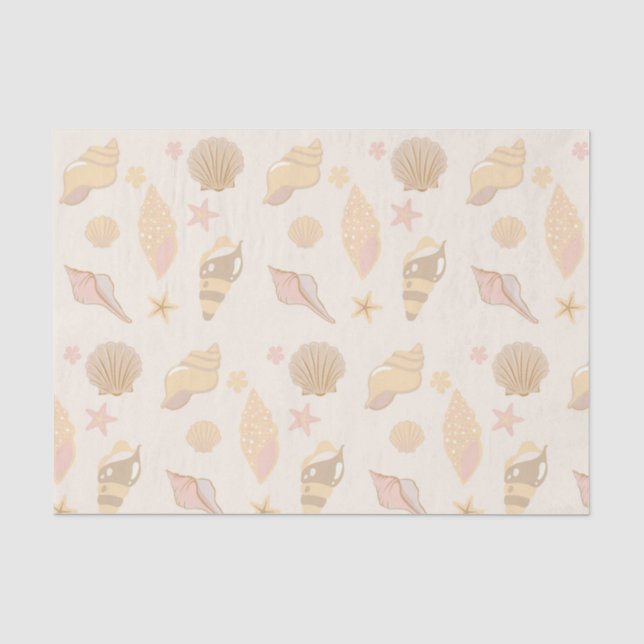  Beige Shells Pattern Tissue Paper (Front)