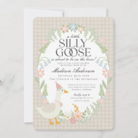 Beige Silly Goose Floral Gingham Baby Shower